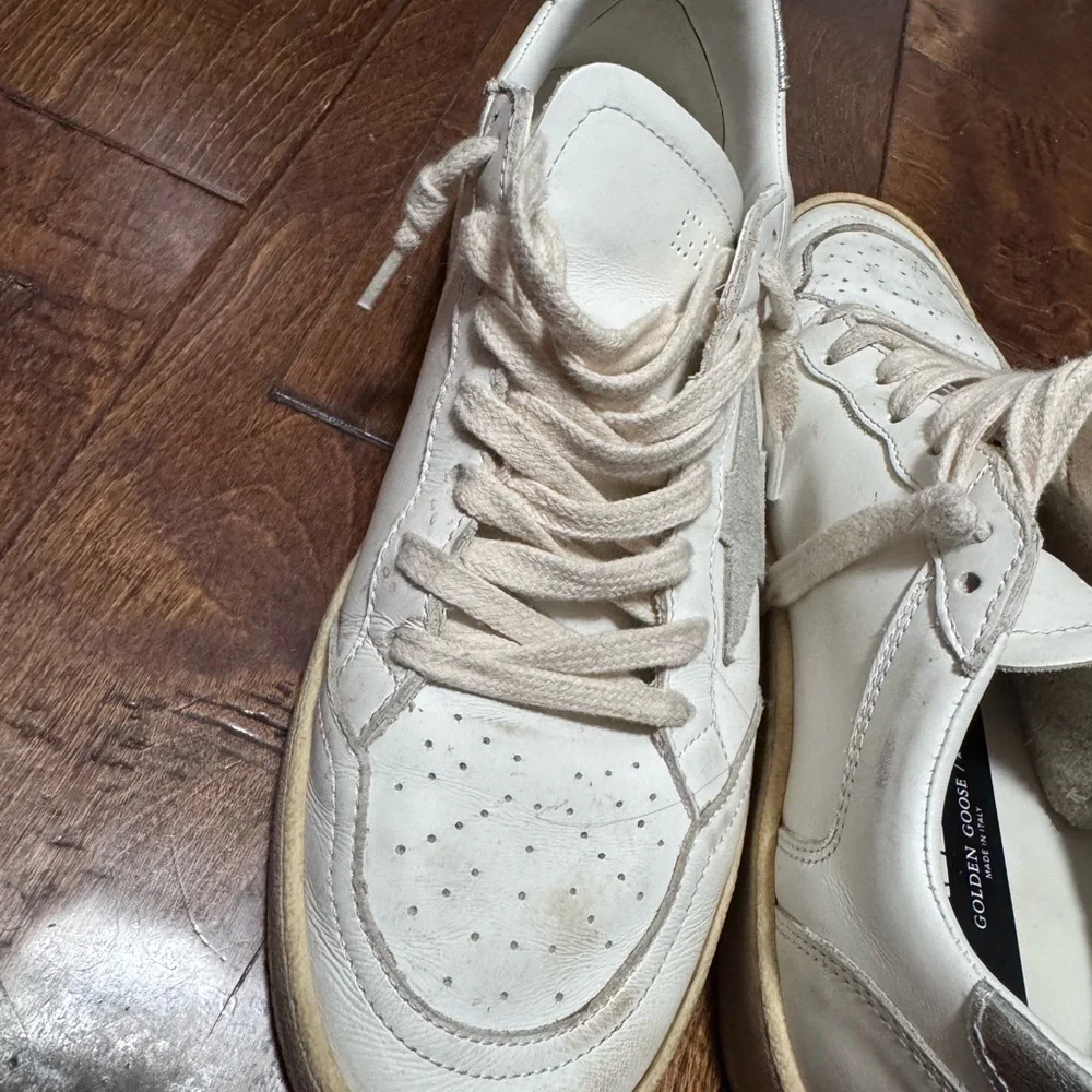 Golden Goose Ball Star Sneakers in Cream and White - Picture 3 of 7